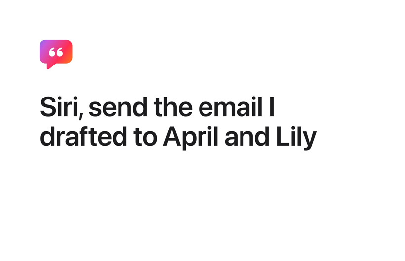 Photos library is shown on an iPhone along with a search description. A second iPhone is open to a single photo favourited based on the search. A third iPhone shows the photo incorporated into a note in the Notes app.