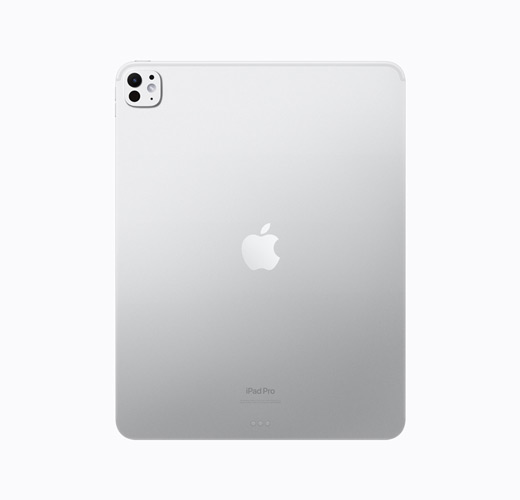 iPad Pro, sølvfarvet, vist bagfra, skinnende sølvfarvet Apple-logo