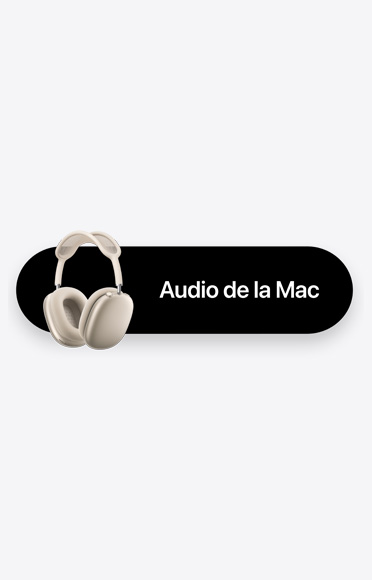 AirPods Max 2 en color blanco estelar y la frase Audio de la Mac, que representa el Cambio Automático