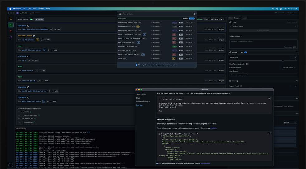 M3 Ultra Mac Studio using LM Studio and Apple MLX to review learning models