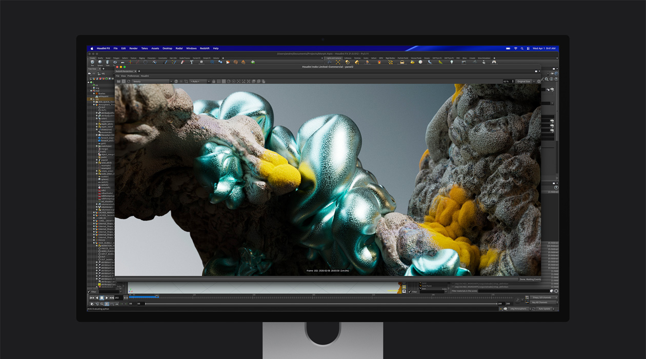 Cadru dintr-un fișier de animație pe Studio Display XDR