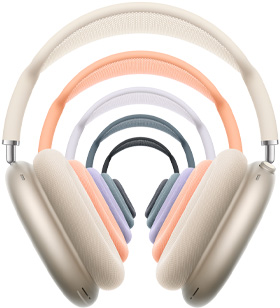 AirPods Max, over-ear headphones, purple color, ear cushion, telescoping arms, headband