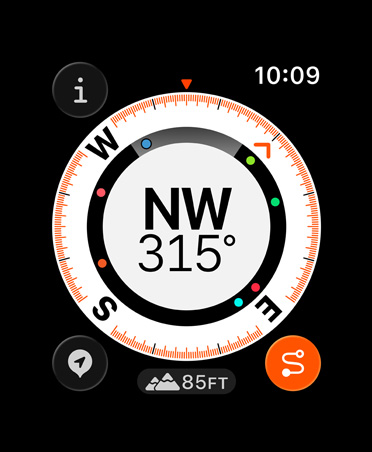 Backtrack Feature, Messdaten: Kompass, Höhenmeter, markierte Wegpunkte