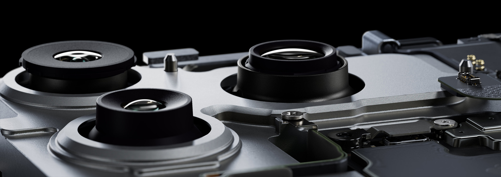 iPhone 17 Pro, binnenkant, 48-MP Pro Fusion-camerasysteem, 48‑MP Fusion Hoofdcamera, 48‑MP Ultragroothoek, 48‑MP Fusion Telelens