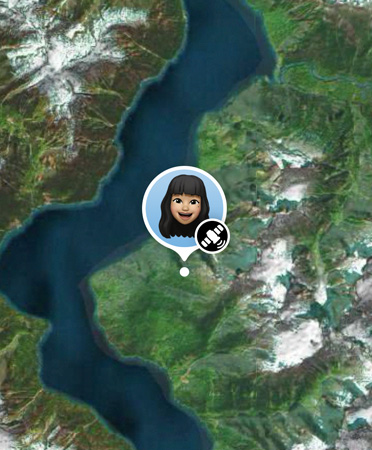 Find My via satellite feature in use, showing a person’s location on a mountain
