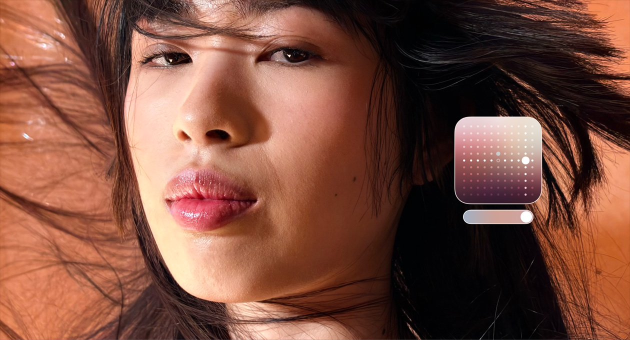 Kuva henkilöstä kameran Valokuvatyylit-ominaisuudella otettuna