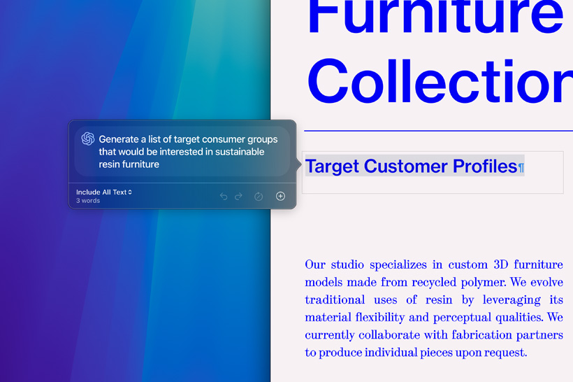 Apple Intelligence Writing Tools summarizing an academic paper